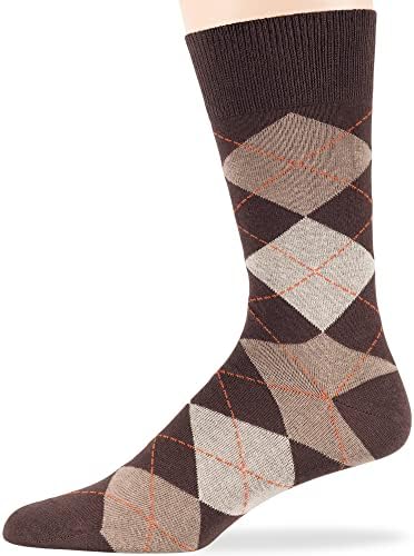 Мъжки памучни чорапи за екипажа 7Bigstars - 6 опаковки -шарени и грах от Аргайла-Големи-Кафяв Син Черен Сив, Бежов, Зелен