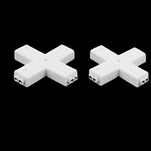 X-DREE 2 бр. е кръстовидна 4-лентов щепсел 2P Бял цвят за led подсветка 3528 RGB (Connettore femmina 2 се конкурират с 2 croce 2 poli bianco на 3528 LED RGB