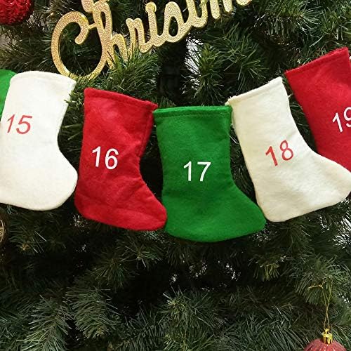 KOqwez33 24шт Коледен Номер Подарък Чанта За Отглеждане, Коледни Чорапи, Подаръчни Опаковки За шоколадови Бонбони Окачен Декоративна Висулка за Украса За Дома Коледно Парти 24шт
