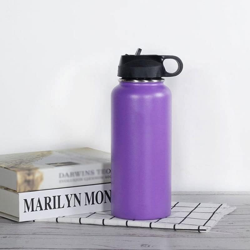 N/A Чаша, Термос с вакуумна изолация, Бутилка за вода от неръждаема Стомана, Спортна бутилка с широко гърло и на открито (Цвят: лилаво, размер: 10 * 25 см)