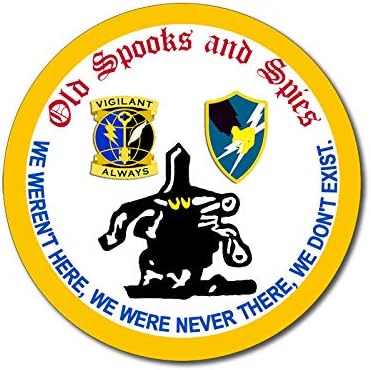 Кръг стикер Old Spooks and Spies (Агенцията за военна сигурност на АСК, нас не съществува) (4 x 4 инча)