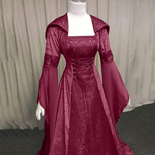 Средновековна рокля ZEFOTIM, женски винтажное рокля-наметало на вещица с качулка, средновековна сватбена рокля с ръкави-тръби, рокля за cosplay на Хелоуин