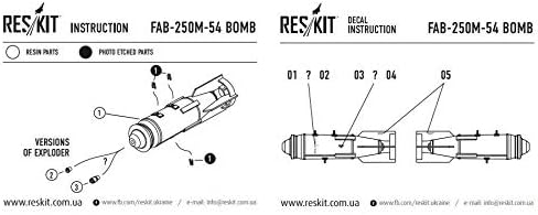 Рескит RS48-0094 - 1/48 – Модел бомби FAB-250 М-54 от смола (4 бр.)