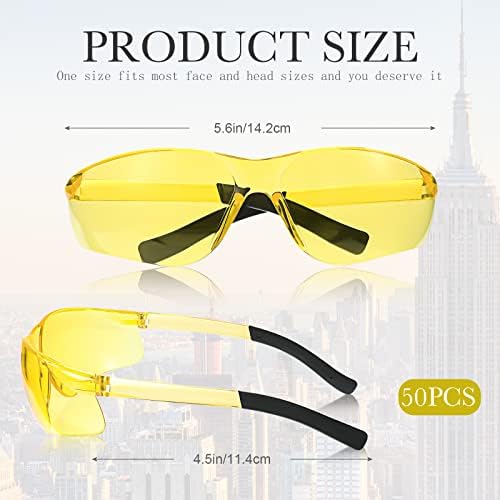 Queekay 50 бр. Защитни Очила устойчиви на въздействието на УЛТРАВИОЛЕТОВИТЕ слънчеви Очила с Защита от Надраскване Обемна Защита на Очите за Мъже и младежи, Работещи в Лабораторията за Строителни науки (Амбър)