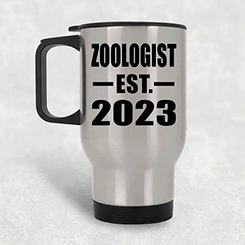 Designsify Zoologist, Установен EST. 2023, Сребърен Пътна Чаша 14 грама, на Изолиран Чаша от Неръждаема Стомана, Подаръци за рожден Ден, Годишнина, Коледа, Деня на Бащи и Майки