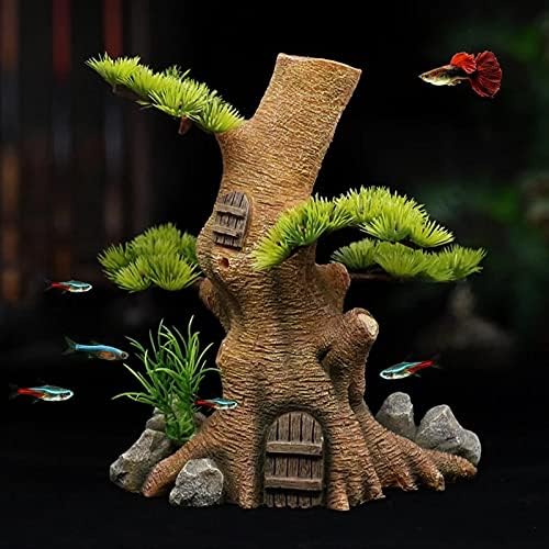 UXZDX Декорация на аквариума, изкуствени дърво, къща-балон, подслон за риби в аквариум, поддържан украса, озеленяване начало декор
