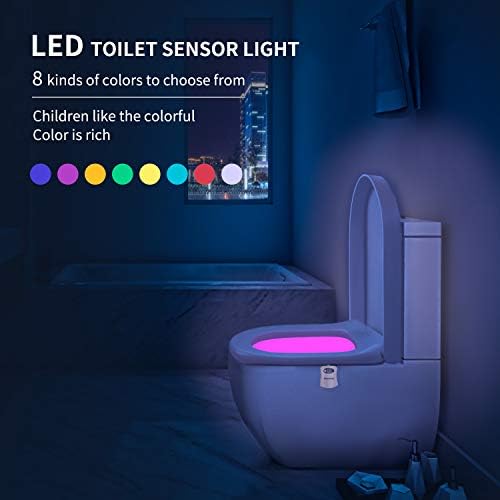 Лека нощ за тоалетна Aanrasey, Лампа за Тоалетна, Led нощна светлина с активиране на сензора за движение, 8-Цветна Подсветка за тоалетна за декор за Баня, Детски комплект з