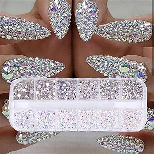 Sdattor 12 Кутии/Комплект Crystal AB Кристал Diamond gem 3D Блестяща Декорация за нокти Beauty - (Цвят: 5)