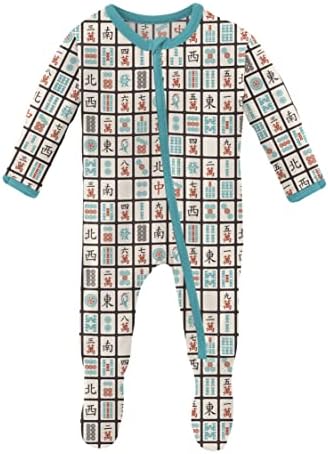 Пижама с принтом KicKee Pants с цип, Сверхмягкая Цельнокроеная пижама от вискоза от Бамбук за бебета и деца