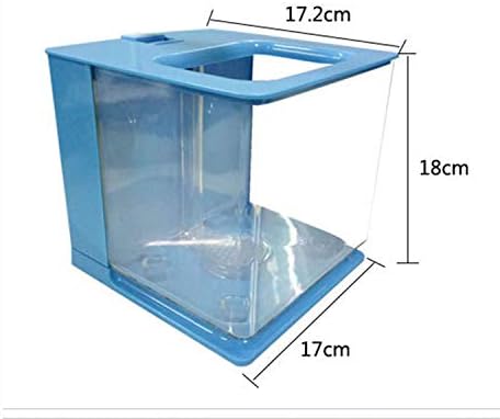LOVEPET Малък аквариум, тенис на маса мини-пластмасов творчески екологично чисти аквариума за риби, мързелив самопочистващ малък аквариум, синьо