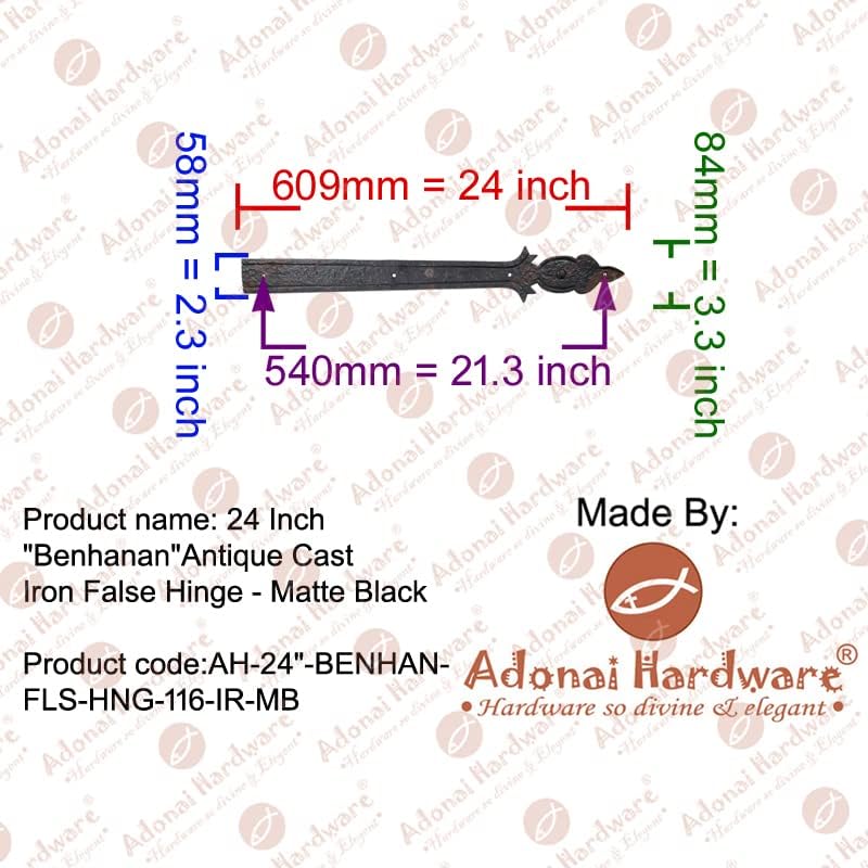 Носи етикет за услугата контур Adonai Hardware 24 инча Benhanan от старинния чугун (идва по 2 броя в опаковка) - Матово черен