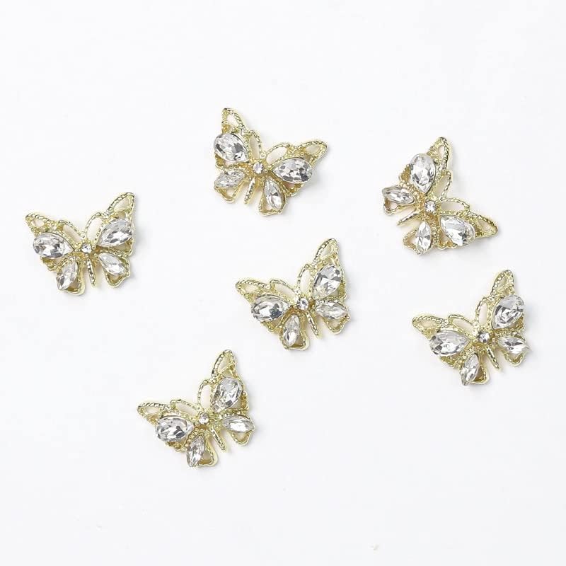 10 бр. 3D Модни Пеперуди от златисто-сплав сребро, Бижута, Медальони за дизайн на ноктите, Кристали, Бижута за нокти, Аксесоари за маникюр - (Цвят: Сребрист стил)