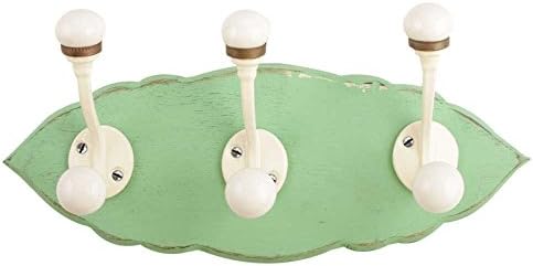 IndianShelf 3 Комплект Куки | Куки за ключове | Зелен Монтиране на куката за дрехи | Дървена закачалка за раници | Двойна верига под формата на листа, Здрава стена, куки за окачване на тежки предмети [10,16 см]