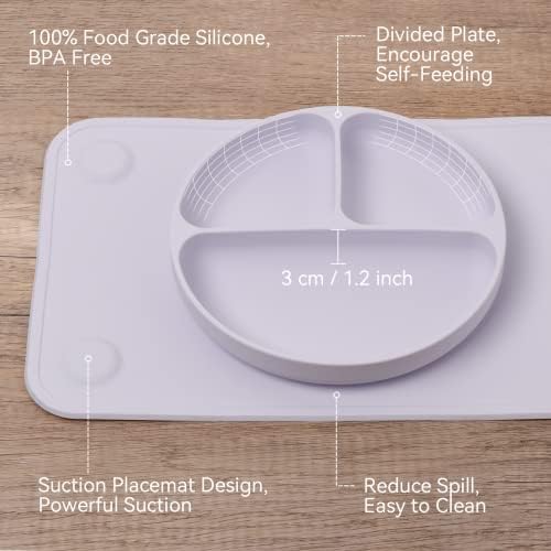 В чиниите на децата BABELIO с вендузата, Силиконова Издънка, за малки деца и бебета, се Раздели посуда | Дизайн чинии за прибори за хранене | Силикон | Не съдържа BPA | Могат