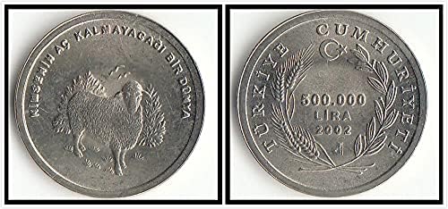 Европейска Турция 500 000 Мили монети 2002 година на издаване Подарък колекция от чужди монети 10 Лирадей Монетен година Скучна Подарък колекция от чужди монети