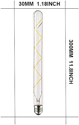 Реколта Тръбна led лампа с нажежаема жичка Bulbright T30 6W, Цокъл E26, Прозрачен Топло бяло 2700K, което е равно на 60 W, 110-120 v ac (опаковка от 1)