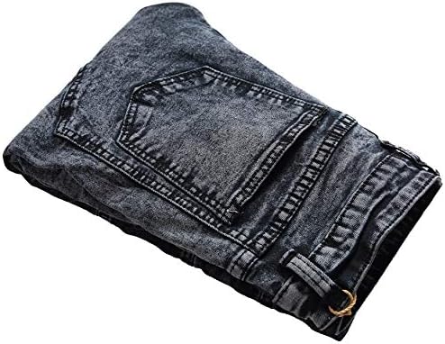 Andongnywell, мъжки нагънат прави дънки в байкерском стил средна талия, дълги скъсани дънки с джоб с цип, деко