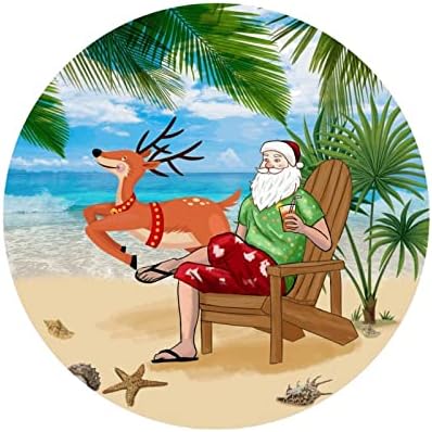 50 БР. Плажен Декор, Забавен Дядо коледа на плажа, 1,5 Кръгли Стикери Етикети Коледни Печати за Опаковане на Бутилки Лаптоп Празнични Украси