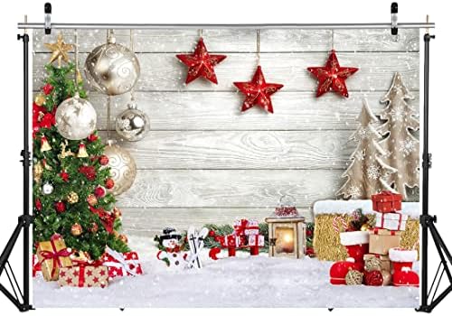 Коледен Фон SJOLOON Бяло дюшеме с фон във формата на Снежинки, Коледно Дърво, Подаръци Фон за Украса на Коледното парти, Семеен събиране на 12392 (7x5 фута)