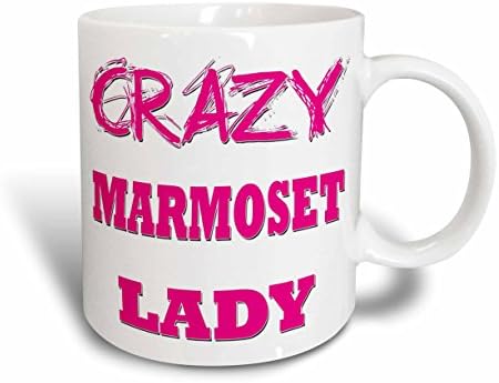 Керамична чаша 3dRose Crazy Marmoset Lady, 11 грама, Бяла
