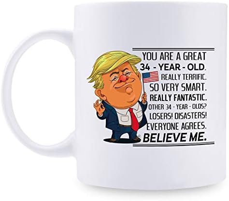 Ти си Чудесен 34-годишният Тръмп за рождения си ден на Чаша Подаръци на 34-ти рожден ден за жените чаши за Кафе - 11 грама Подаръци на 34-ия рожден ден на папата Него, Брат,