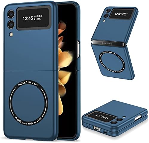 Калъф FLURIKA за Samsung Galaxy Z Flip 3-5 G, Съвместим със зарядно устройство MagSafe, Мек Силикон изключително тънък Защитен Калъф за вашия телефон, кралско Синьо