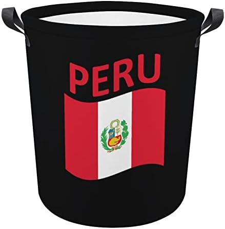 Кошница за дрехи с флага Перу Сгъваема Кошница за дрехи, Чанта За Съхранение Кошница за дрехи с Дръжки