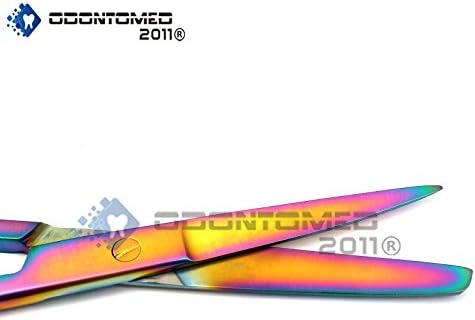 OdontoMed2011® Многоцветни Преливащи Ножици за работа с титан Остри / Тъпи 5,5 Директни Ножици Цветове на Дъгата от Неръждаема стомана, ODM