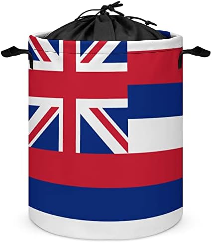 Флаг На Хавай. Кошница за дрехи с Дръжки Водоустойчив Сгъваем Дантела Кръгла Кошница За Съхранение на Дрехи Органайзер