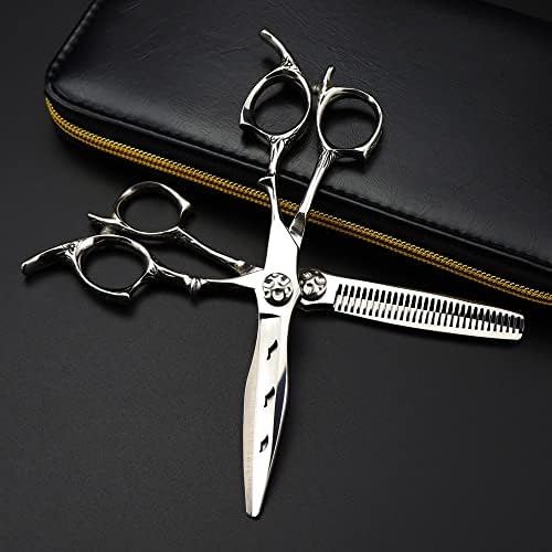 Ножица за подстригване на коса, 6 инча Япония 440c Престижна ножица за подстригване на коса фризьорски ножици за филировки фризьорски ножици (Цвят: комплект с чанта)
