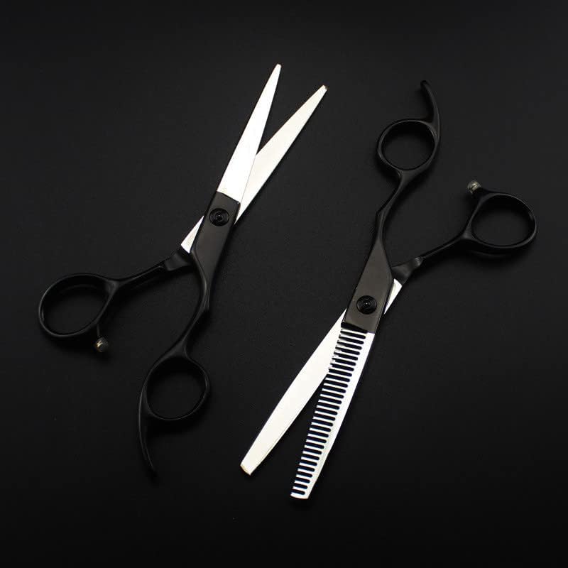 Ножица за подстригване на коса, 6-инчов професионални ножици от стомана JP 440c черен цвят за стригане, филировочные ножици за фризьорски макас, фризьорски ножици (Цвят: комплект)