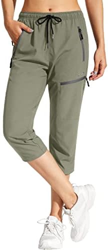 MOCOLY Дамски Туристически Панталони-Карго С Еластична гумена лента За кръста, бързо съхнещи Леки Външни Непромокаеми UPF 50 +, Дълги Панталони с Ципове