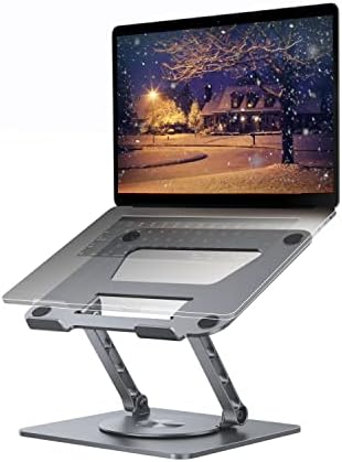 Поставка за лаптоп MCHOSE, Регулируема стойка за преносим компютър, с Въртяща се основа на 360 °, Сгъваема Поставка за лаптоп, Съвместима с MacBook Pro / Air Лаптоп Surface с размер до 15,6 инча, Космически Сив