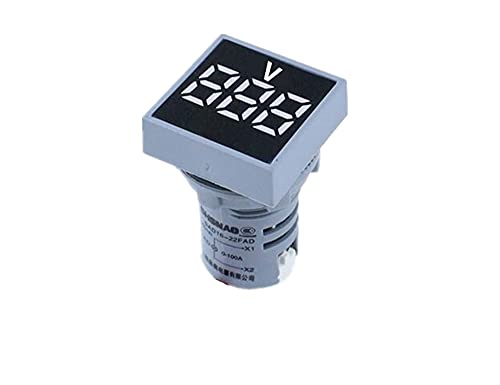 ANZOAT 22 мм Мини Цифров Волтметър Квадратен ac 20-500 В Волта Тестер за напрежение на електромера Led Лампи Дисплей (Цвят: червен)