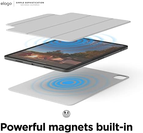магнитен калъф-за награда elago за iPad Pro 11 см 4-ти, 3-ти, 2-ро поколение - на Задния панел се закрепва на метални материали, съвместим с Apple Молив и пеналом elago, тънък дизайн (светло сиво)