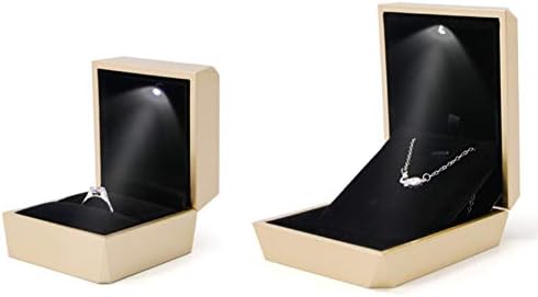 discountstore145 Идеалната кутия за пръстени, лесно се побира в джоба или чантата си Подарък Кутия за бижута с Диамант Повърхност, Led за употреба за Пръстени, Кутия за предложения, дисплей за пръстени, Калъф за съхранение