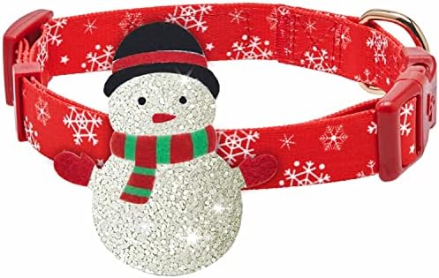 Регулируем Нашийник за кучета Blueberry Пет Коледа Snowflake с декорация във формата на Снежен човек, Малък, Шия 12-16