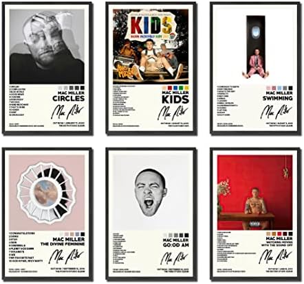 Плакат Mac Miller Potser Circles, Плакат GOOD AM, ДЕТСКИ Плакат, Постер за плуване, Плакат на Божествената Женственост, Плакат за гледане на филми със звук извън плакат, Печат върху платно, без рамка, 6 листа (Без рамка,
