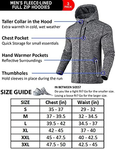 Liberty Внася 3 опаковки мъжки Толстовок с цип, Флисовые якета с топлинна характеристики, Леки качулки с джобове с цип