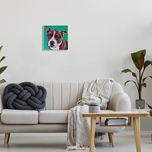 Портрет на Сладък Кученце Stupell Industries, Смел Зелен Фон в стил Поп, Дизайн Кароли Виталетти