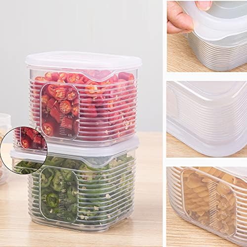 Контейнер за съхранение на храна в Хладилника с Херметически капак, 6 Сменяеми Пластмасови Кутии, Органайзер за многократна употреба за плодове и Зеленчуци, Штабелируемый за Съхранение