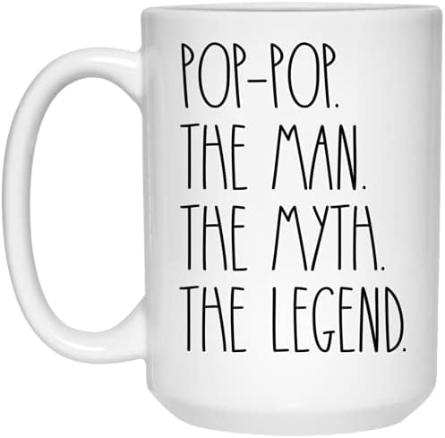 Кафеена чаша Поп-Поп The Man The Мит The Legend - Подарък кафеена чаша Поп-Поп За Коледа - Подарък за рождения Ден - честит Рожден Ден Поп-Поп - Добрата кафеена чаша Поп-Поп - Чаша На Ден на бащата На Поп-Поп 11 грама