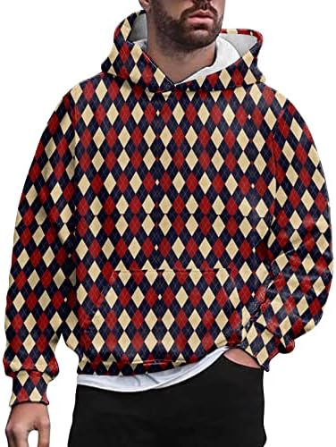 Мъжки Блузи SAXIGOL С Дизайн, Класически Карирани Тънък Пуловер С качулка Оверсайз, Свободни Блузи С качулка С дълъг ръкав
