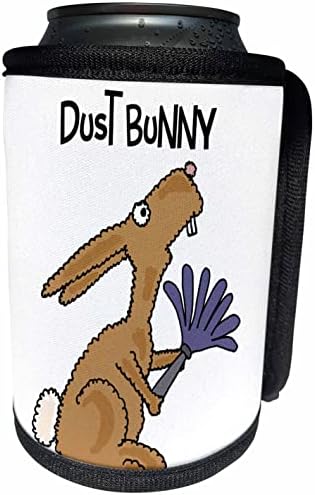 3dRose Забавен Сладък Заек Заек, Вытирающий прах с карикатура на Зайо-игра на думи - за Опаковане на бутилки-охладител (cc_353504_1)