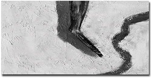 Много Голяма Абстрактна Черно-бяла Картина На платно Оригинално Изобразителното Изкуство на Съвременната Живопис с маслени Бои Текстурирани Стенни Картини, Ръчно изработени Декор на стените 96 на 48 инча, Без Рамка