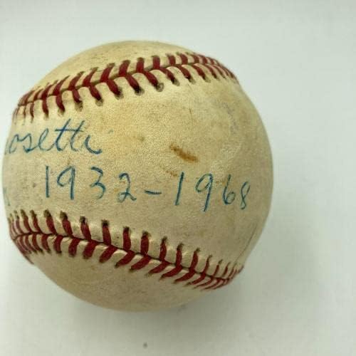 Франк Кросетти Ню Йорк Янкис 1932-1968, Подписан от Американската лига бейзбол JSA - Бейзболни топки с Автографи
