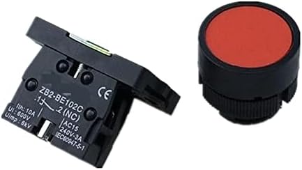 BHOLSA 22 мм 1 NO/1NC Знак Незабавен бутон превключвател 600 10A ZB2-EA31 Червено, зелено, жълто, синьо, бяло и черно (цвят: черен 1НО)