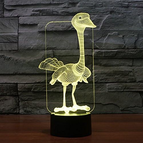YTDZLTD Творчески 3D лека нощ с Страусиной Птици, 16 Цвята, Смяна на USB, Дистанционно управление с Докосване на Ключа, Декоративна Лампа Лампа е Оптична Илюзия, Светодиодна Настолна Лампа За Децата Коледен подарък