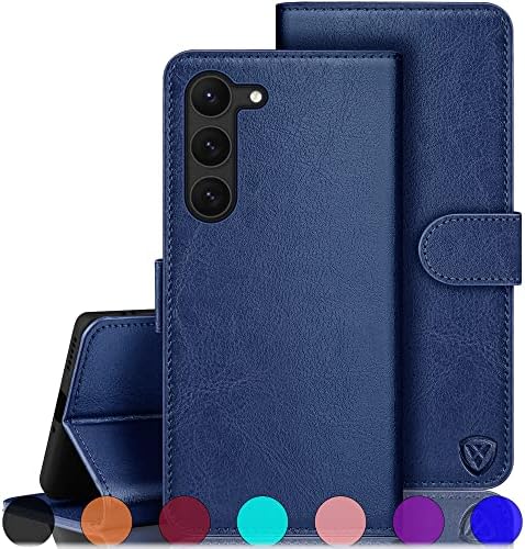 XcaseBar за Samsung Galaxy S23 5G Чанта-портфейл с 【RFID заключване】 Титуляр за кредитни карти, Флип-за награда-Книга Калъф за телефон от изкуствена кожа устойчив на удари Защитен калъф за Samsung S23 case Blue