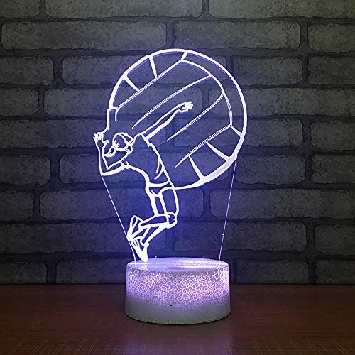 Jinnwell 3D Волейбол Нощна Лампа Илюзия 7 Цвята, с Променящ се Сензорен Прекъсвач, Настолни Лампи за Украса на Масата, Led Коледен Подарък с Акрилни Плосък КОРЕМ-база, USB-Кабел, Играчка